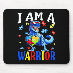 I Am A Warrior Autism Family Dinosaur Autism Aware Mouse Pad