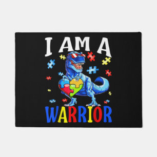I Am A Warrior Autism Family Dinosaur Autism Doormat