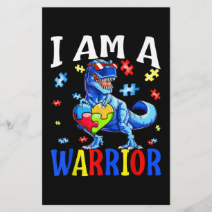 I Am A Warrior Autism Family Dinosaur Autism Stationery