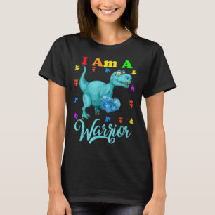I Am A Warrior Autism Family TRex Dinosaur Autism  T-Shirt