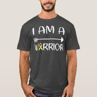 I Am A Warrior Childhood Cancer Awareness Gold Rib T-Shirt