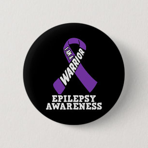 I Am A Warrior Epilepsy Awareness Ribbon Disease  6 Cm Round Badge