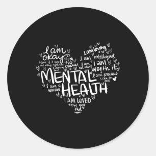 I Am A Warrior Heart Mental Health Awareness Gifts Classic Round Sticker