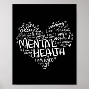 I Am A Warrior Heart Mental Health Awareness Gifts Poster