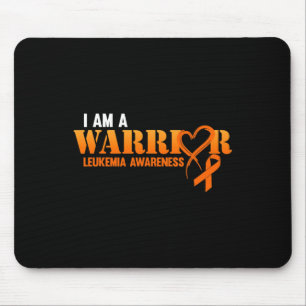 I Am A Warrior Leukemia Awareness Orange Ribbon Gr Mouse Pad