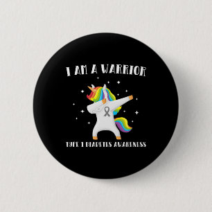 I Am A Warrior Type 1 Diabetes Awareness  6 Cm Round Badge