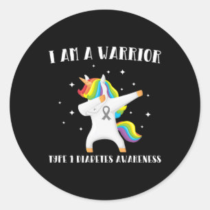 I Am A Warrior Type 1 Diabetes Awareness Classic Round Sticker