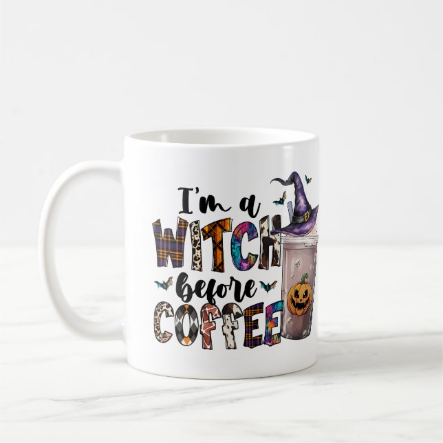 I am a Witch Before Coffee Cute Funny Halloween Mug (Left)