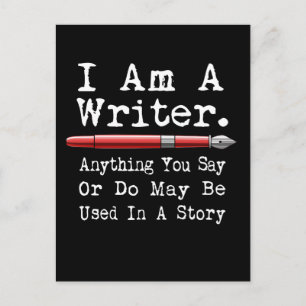 I Am A Writer Funny Author Writing Postcard