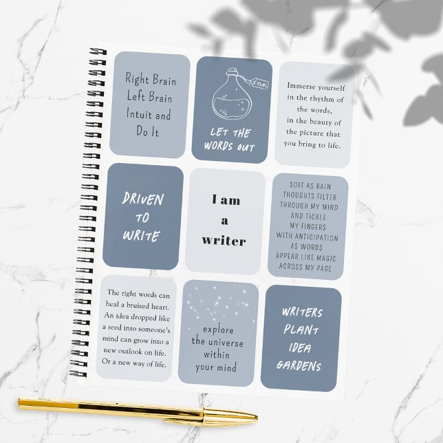 I Am a Writer Motivational Quotes Notebook (I Am a Writer Shades of Blue Motivational Quotes Spiral Notebook)