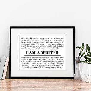 I AM A WRITER Poster for Writers & Authors