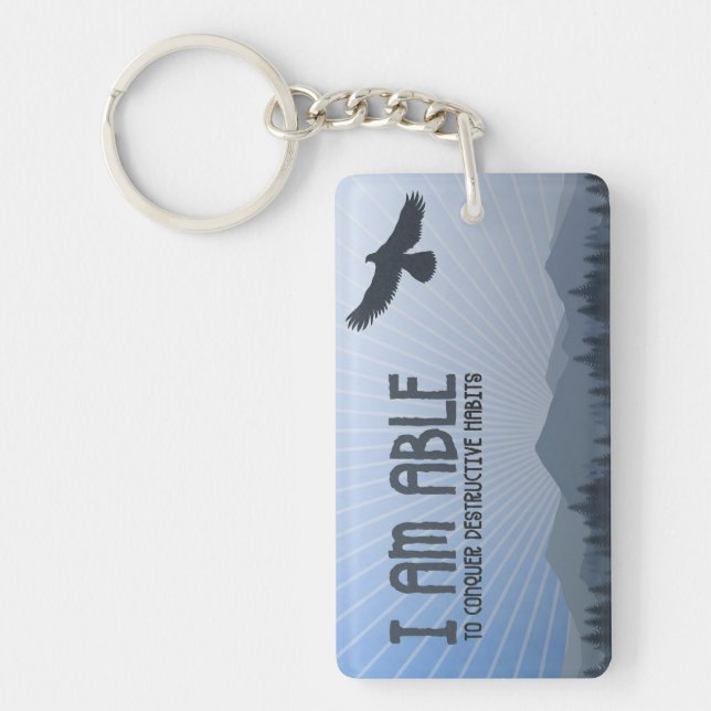 "I am able to conquer" Motivation Affirmation Key Ring (Front)
