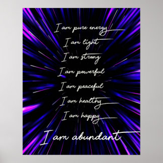 I Am Abundant Positive Affirmations Poster