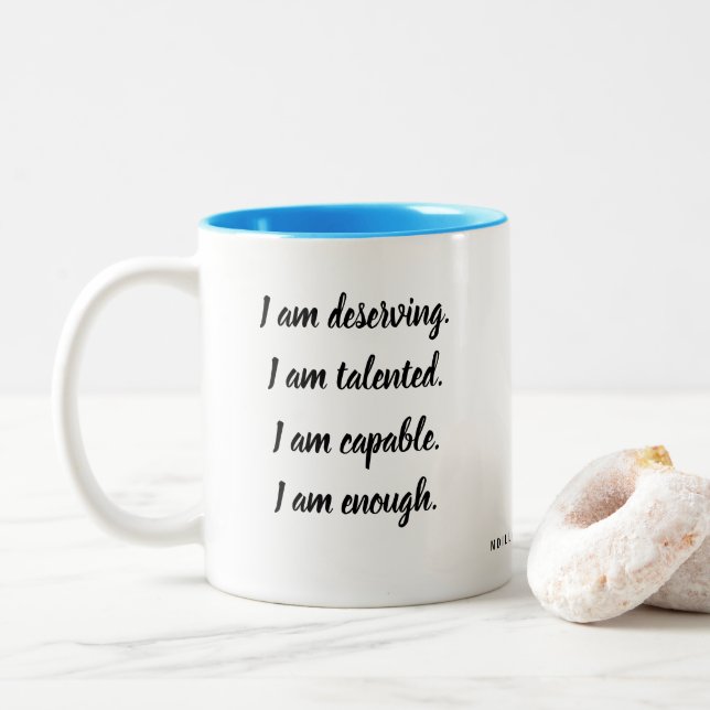 I Am Affirmation Two-Tone Coffee Mug (With Donut)