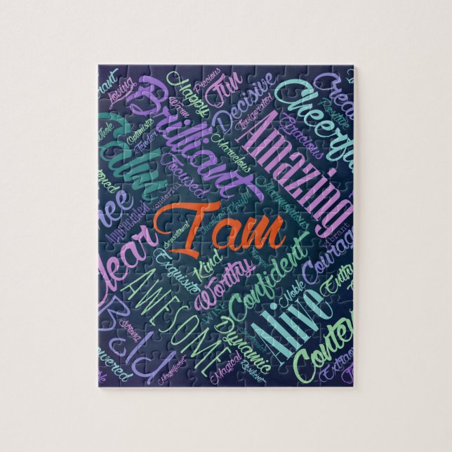 I am Affirmations Word Cloud Art Jigsaw Puzzle (Vertical)