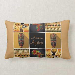 I Am Africa Pattern Print Collage Lumbar Cushion