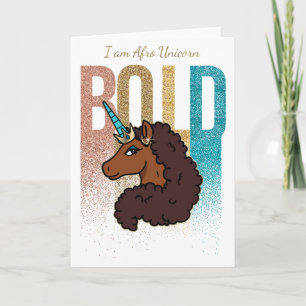 I am Afro Unicorn   Bold Glitter Design Card
