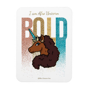 I am Afro Unicorn   Bold Glitter Design Magnet