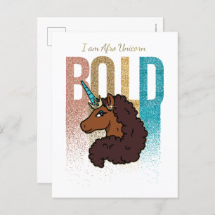 I am Afro Unicorn Bold Glitter Design Postcard