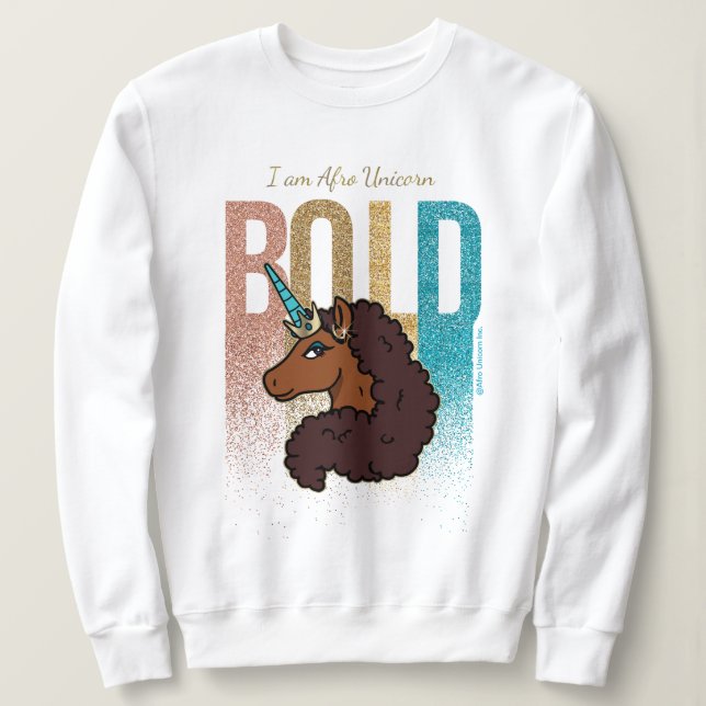 I am Afro Unicorn | Bold Glitter Design Sweatshirt (Design Front)