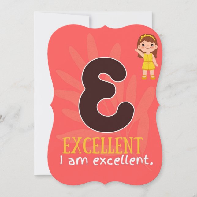 I AM ALPHABET E AFFIRMATION CARD FOR KIDS (Front)