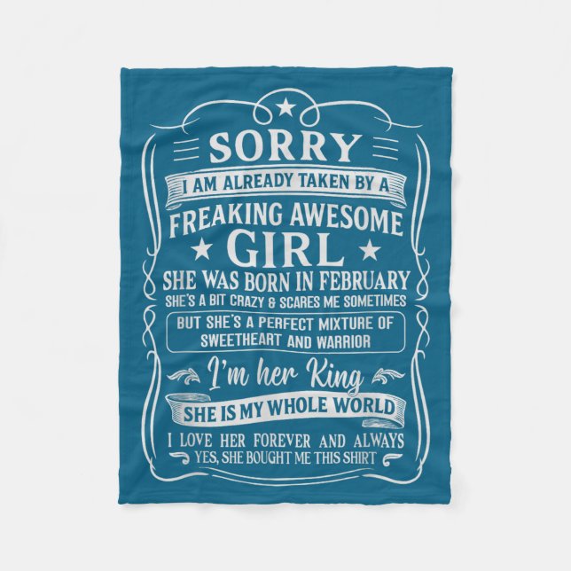 I Am Already Taken By Freaking Awesome Girl Born I Fleece Blanket (Front)