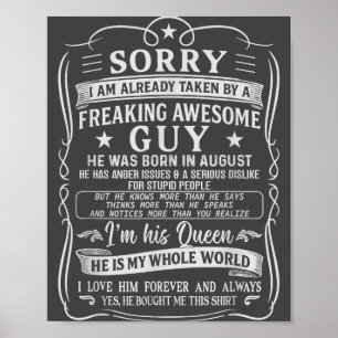I Am Already Taken By Freaking Awesome Guy Born In Poster