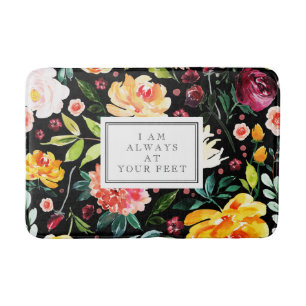 I am always at your feet Colourful flowers pattern Bath Mat