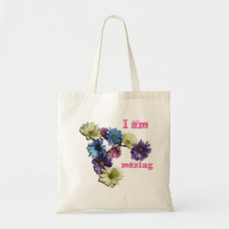 I am Amazing flower affirmation Tote Bag