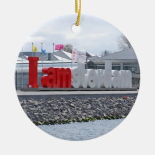 I am Amsterdam Sign, Netherlands Ceramic Ornament