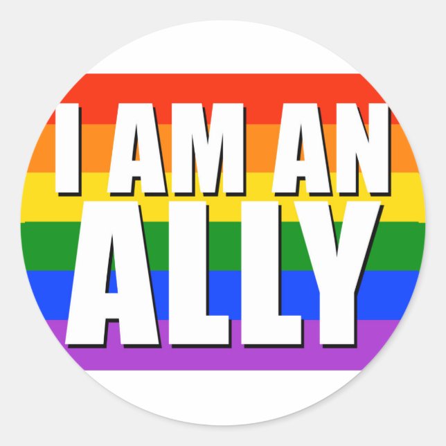 I Am An Ally Round Sticker (Front)