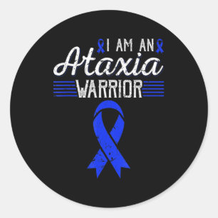 I Am An Ataxia Warrior Blue Ribbon Awareness T-Shi Classic Round Sticker