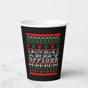 I Am Army Officer Christmas Ugly Sweater Paper Cups