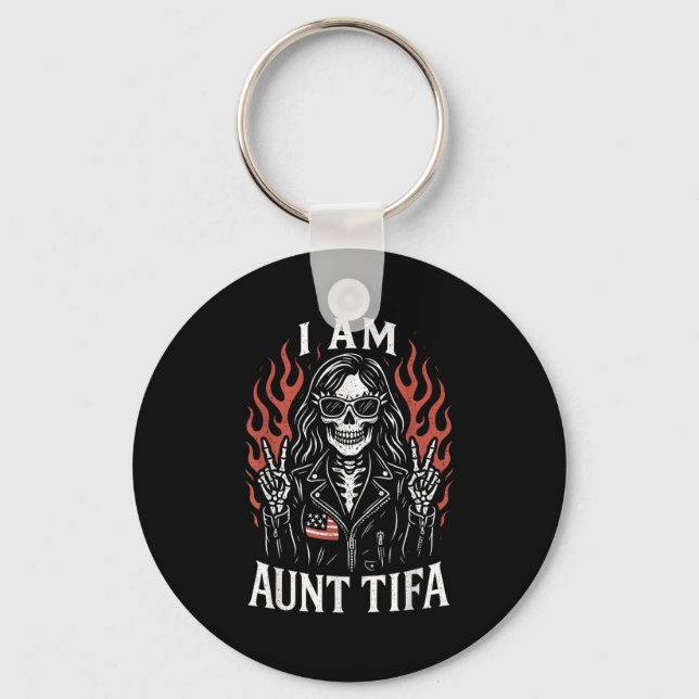 I Am Aunt Tifa Funny Skeleton Biker Aunt Tifa Desi Key Ring (Front)