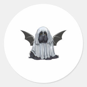 I Am Bat Ghost Dog. Cute Dog Dressed As Ghost Hall Classic Round Sticker