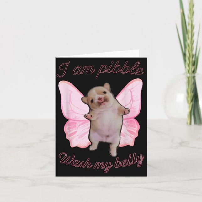 I Am Bble Wash My Belly Bble Meme Funny Dog Brainr Card (Front)