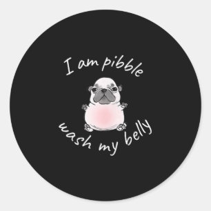 I Am Bble Wash My Belly Bble Meme Funny Dog Brainr Classic Round Sticker