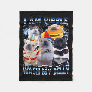 I Am Bble Wash My Belly Bble Meme Funny Dog Brainr Fleece Blanket