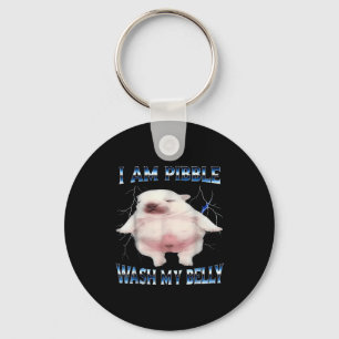 I Am Bble Wash My Belly Bble Meme Funny Dog Brainr Key Ring