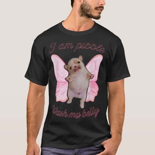 I Am Bble Wash My Belly Bble Meme Funny Dog Brainr T-Shirt (Front)
