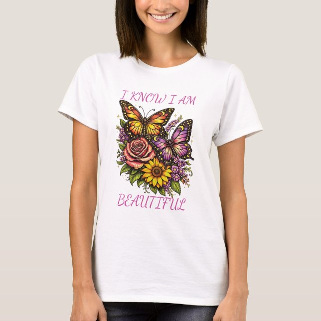 I Am Beautiful Women White T-Shirt (Front)