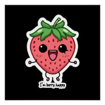 I am Berry Happy cute kawaii strawberry jumping