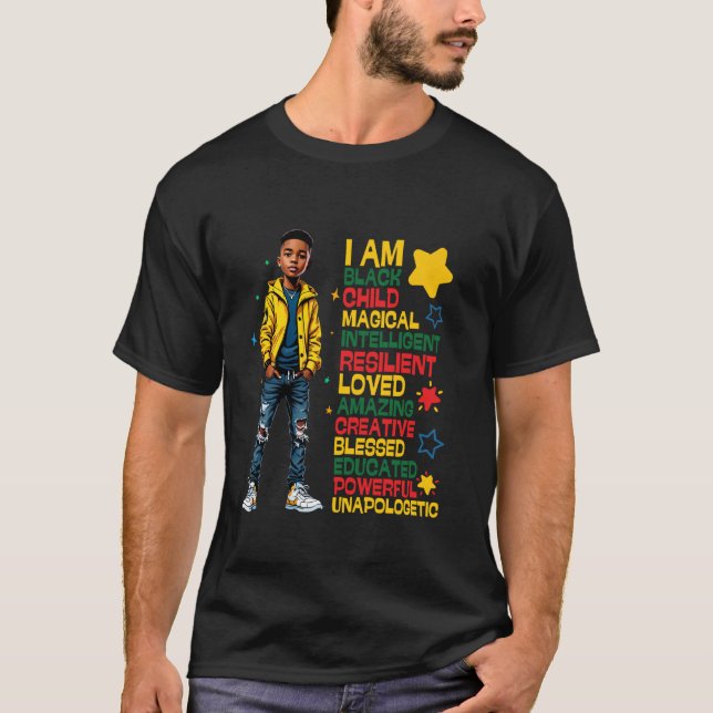 I Am Black Child History Month African American Bo T-Shirt (Front)