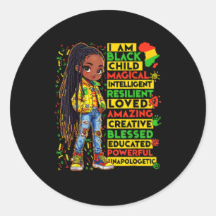 I Am Black Child History Month African American Classic Round Sticker