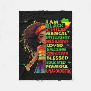 I Am Black Child Juneteenth African American Girls Fleece Blanket