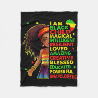 I Am Black Child Juneteenth African American Girls Fleece Blanket