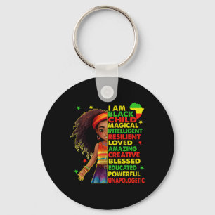 I Am Black Child Juneteenth African American Girls Key Ring