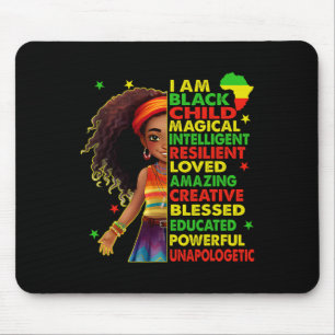 I Am Black Child Juneteenth African American Girls Mouse Pad