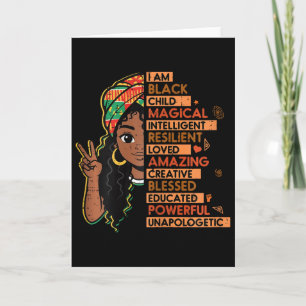 I Am Black Child Magical African Girl History Mont Card
