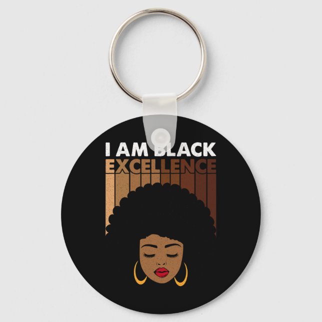 I Am Black Excellence Juneteenth Celebrate Afro Bl Key Ring (Front)